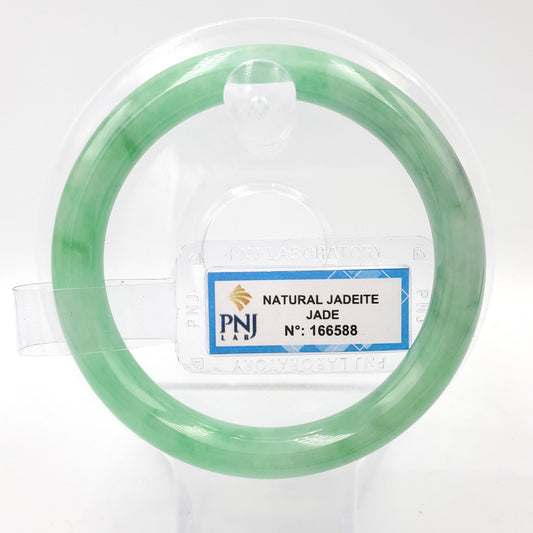 Yingmart  55mm PNJ Certified Natural Color Green Natural Jadeite Jade Bangle Bracelet, Real Gemstone, Vintage Jewelry, Gift for her