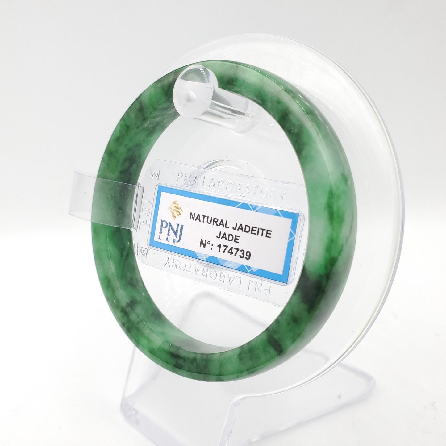 Yingmart 55mm Certified Natural ColorGreen with Black Spots Square Flat Natural Jadeite Jade Bangle Bracelet, Real Gemstone, Jewelry