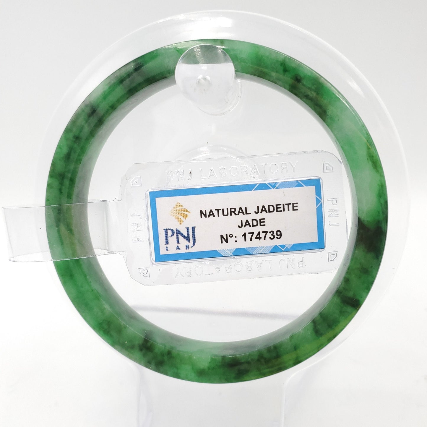 Yingmart 55mm Certified Natural ColorGreen with Black Spots Square Flat Natural Jadeite Jade Bangle Bracelet, Real Gemstone, Jewelry