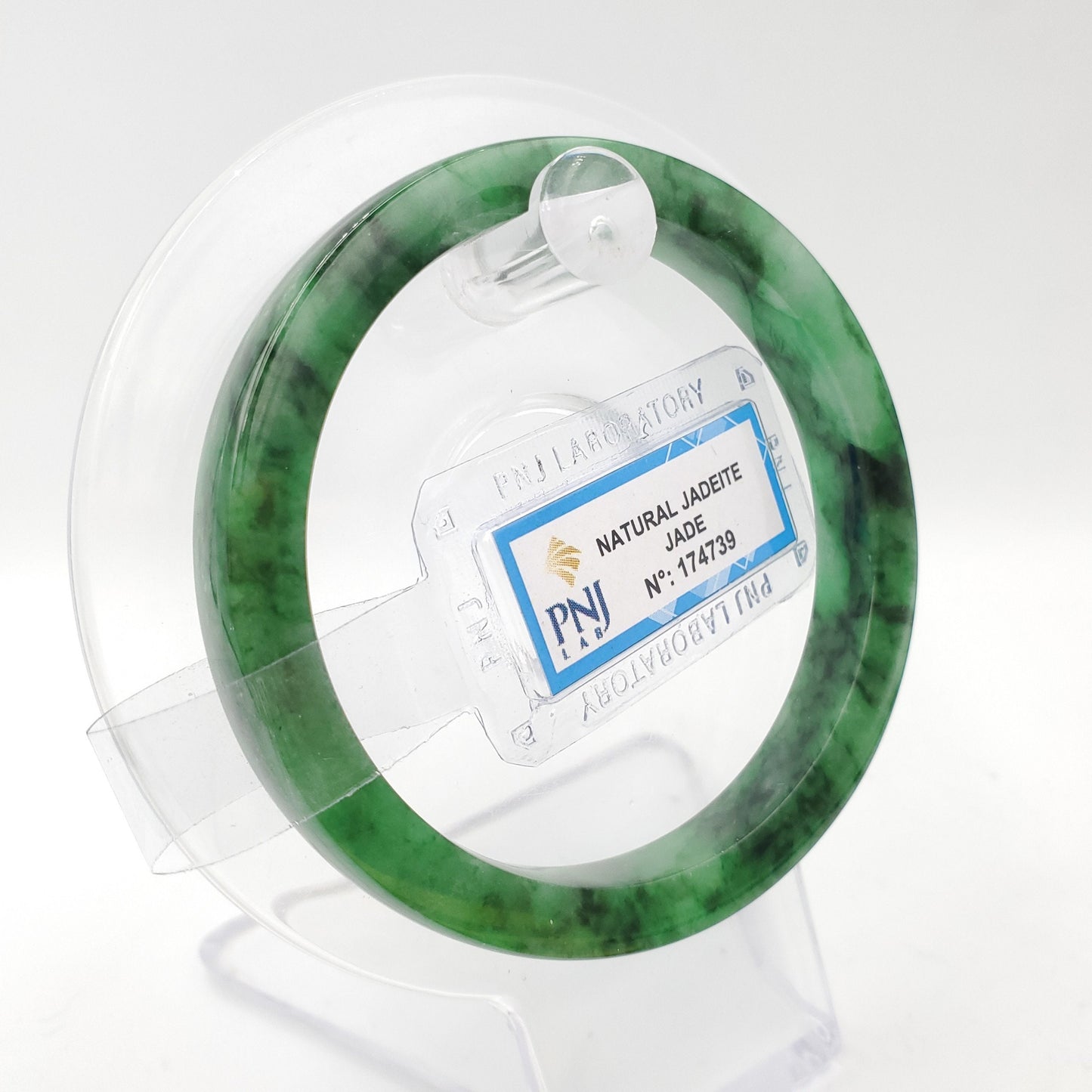 Yingmart 55mm Certified Natural ColorGreen with Black Spots Square Flat Natural Jadeite Jade Bangle Bracelet, Real Gemstone, Jewelry