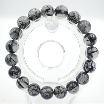 Yingmart Black Rutilated Quartz Chain/Beaded Bracelet, Real Gemstone, Vintage Jewelry, Accessories, Gift for her