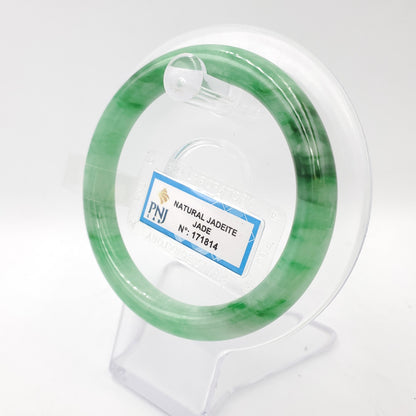 Yingmart 54mm PNJ171814 Certified Genuine Green Natural Jadeite Jade Bangle Bracelet, Real Gemstone, Vintage Jewelry, Accessories