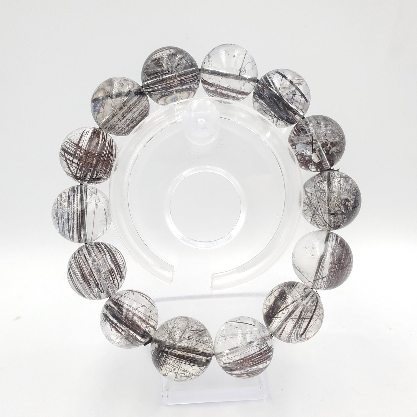 Yingmart Black Rutilated Quartz Chain/Beaded Bracelet, Real Gemstone, Vintage Jewelry, Accessories, Gift for her