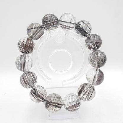 Yingmart Black Rutilated Quartz Chain/Beaded Bracelet, Real Gemstone, Vintage Jewelry, Accessories, Gift for her