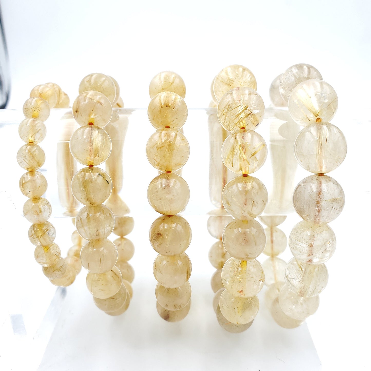 Yingmart 6mm to 13mm Natural Golden Rutilated Quartz Chain/Beaded Bracelet, Real Gemstone, Vintage Jewelry, Accessories, Gift for her