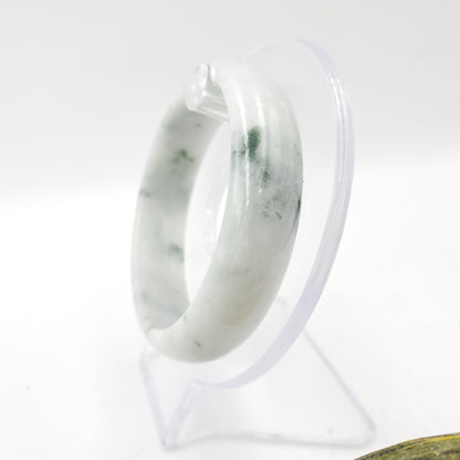 Yingmart 56mm 22BJWG56005 JA Genuine Burmese Jade A Light with Green spot Jaideite Bangle Bracelet, Vintage Jewelry, Accessories