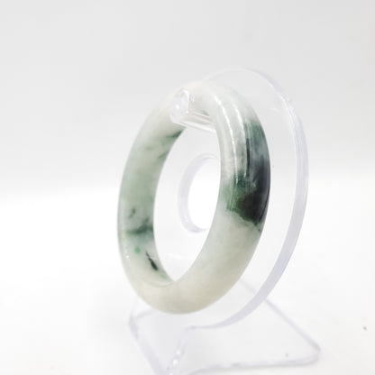 Yingmart 54mm 72BJGB54001 Genuine Burmese Jade A Light Green with Black spot Jaideite Bangle Bracelet, Vintage Jewelry, Accessories