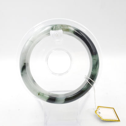 Yingmart 54mm 72BJGB54002 Genuine Burmese Jade A Light Green with Black spot Jaideite Bangle Bracelet, Vintage Jewelry, Accessories