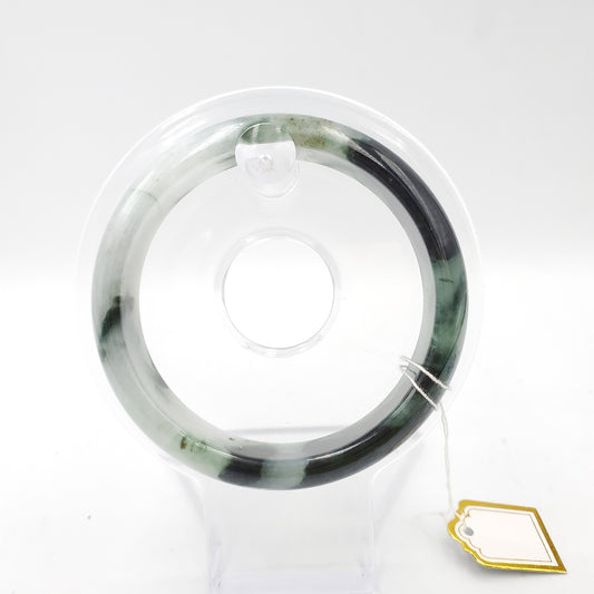 Yingmart 54mm 72BJGB54002 Genuine Burmese Jade A Light Green with Black spot Jaideite Bangle Bracelet, Vintage Jewelry, Accessories