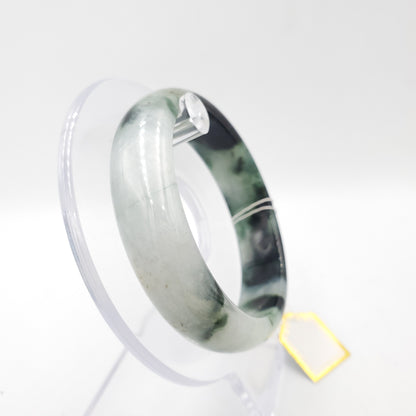 Yingmart 54mm 72BJGB54002 Genuine Burmese Jade A Light Green with Black spot Jaideite Bangle Bracelet, Vintage Jewelry, Accessories