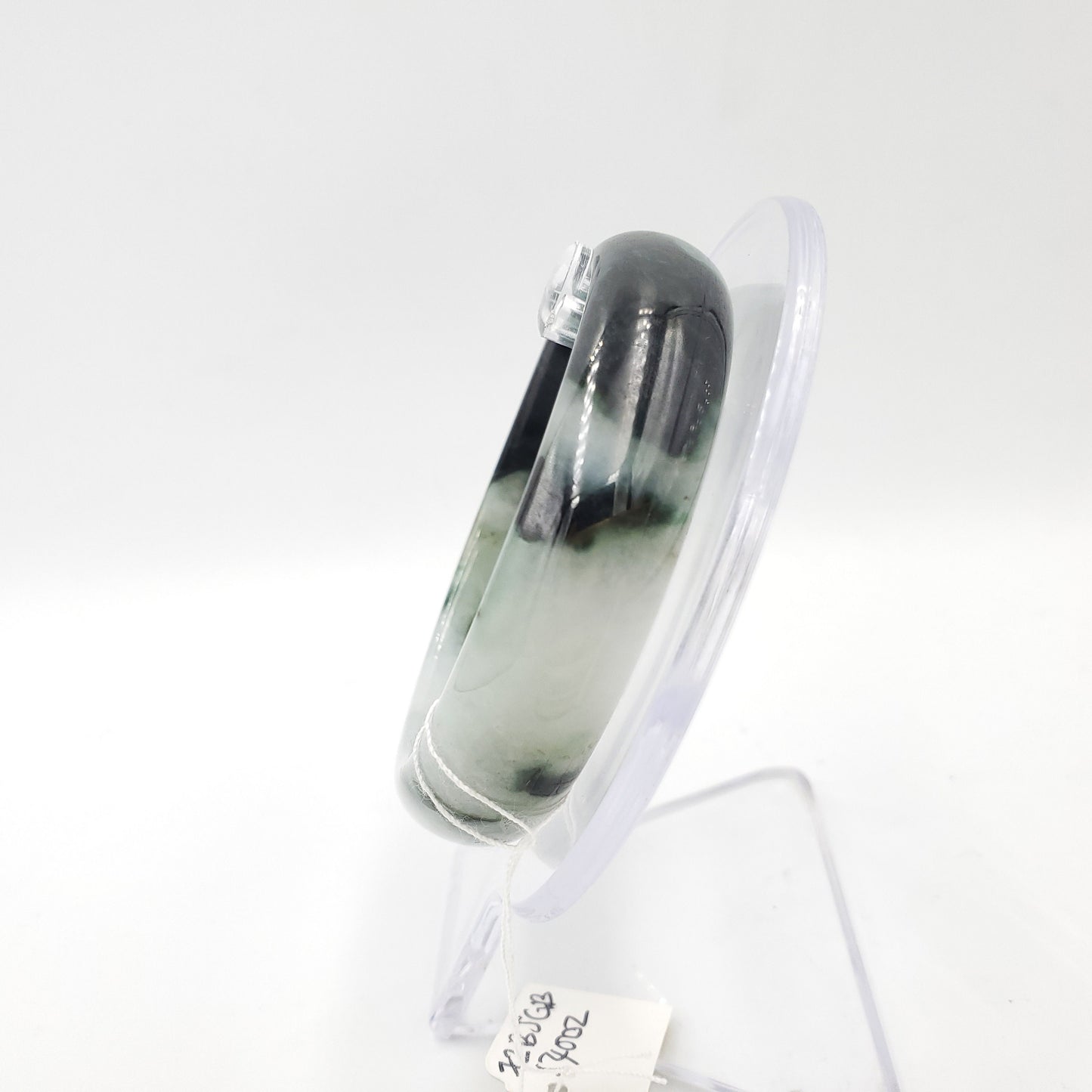 Yingmart 54mm 72BJGB54002 Genuine Burmese Jade A Light Green with Black spot Jaideite Bangle Bracelet, Vintage Jewelry, Accessories