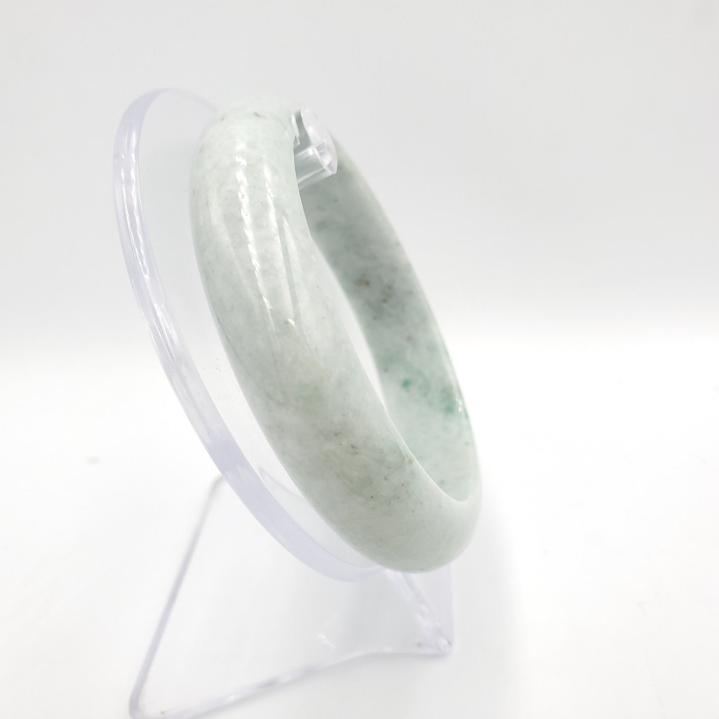 Yingmart 60mm 14BJLG60017 Genuine Burmese Jade A Light Green Jaideite Bangle Bracelet, Vintage Jewelry, Accessories