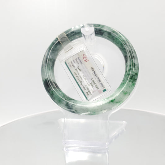 Yingmart 55mm 60BJGB55006 Genuine Burmese Jade A Light Green with Green spot Jaideite Bangle Bracelet, Vintage Jewelry, Accessories