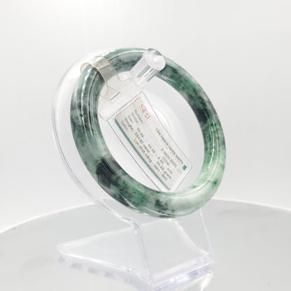 Yingmart 55mm 60BJGB55006 Genuine Burmese Jade A Light Green with Green spot Jaideite Bangle Bracelet, Vintage Jewelry, Accessories