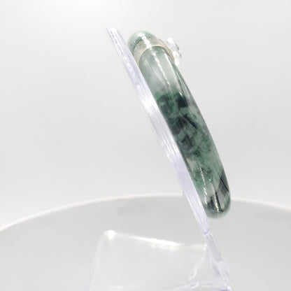 Yingmart 55mm 60BJGB55006 Genuine Burmese Jade A Light Green with Green spot Jaideite Bangle Bracelet, Vintage Jewelry, Accessories