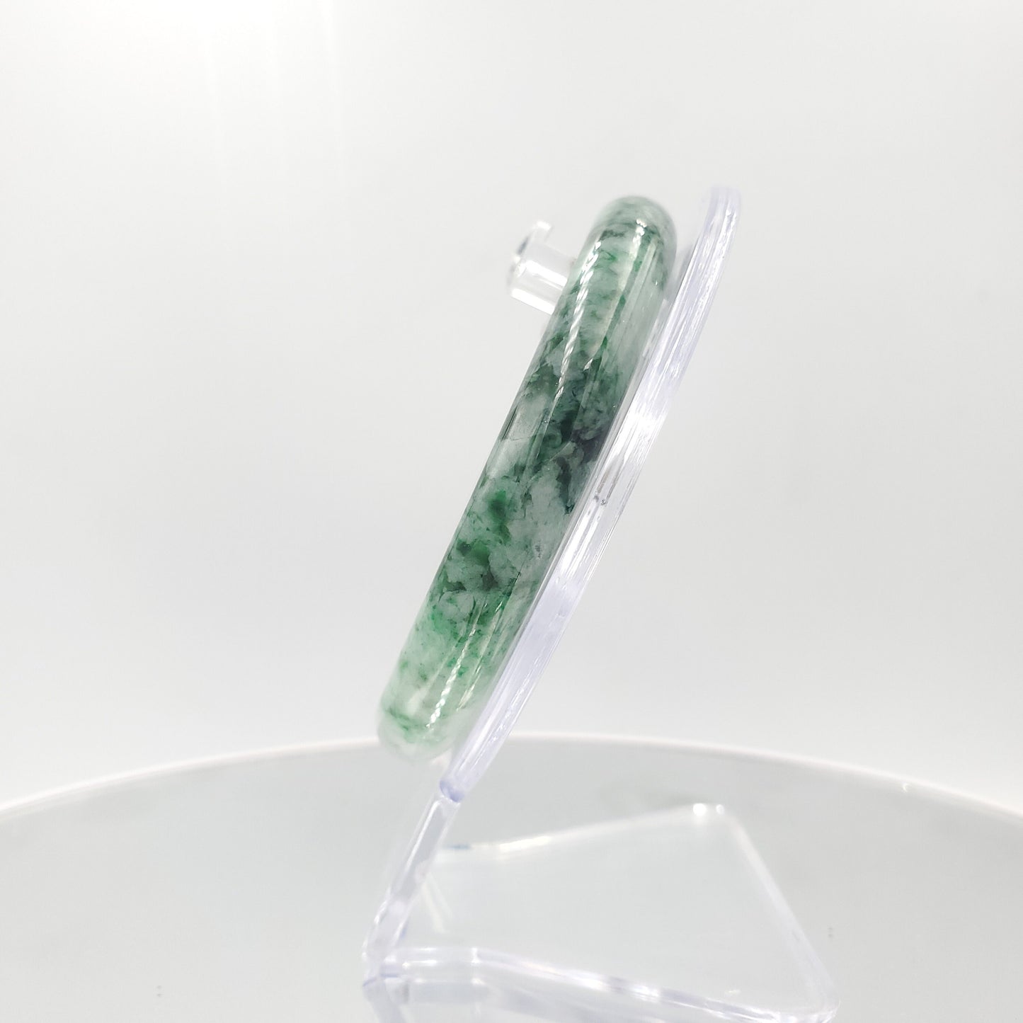 Yingmart 55mm 60BJGB55006 Genuine Burmese Jade A Light Green with Green spot Jaideite Bangle Bracelet, Vintage Jewelry, Accessories