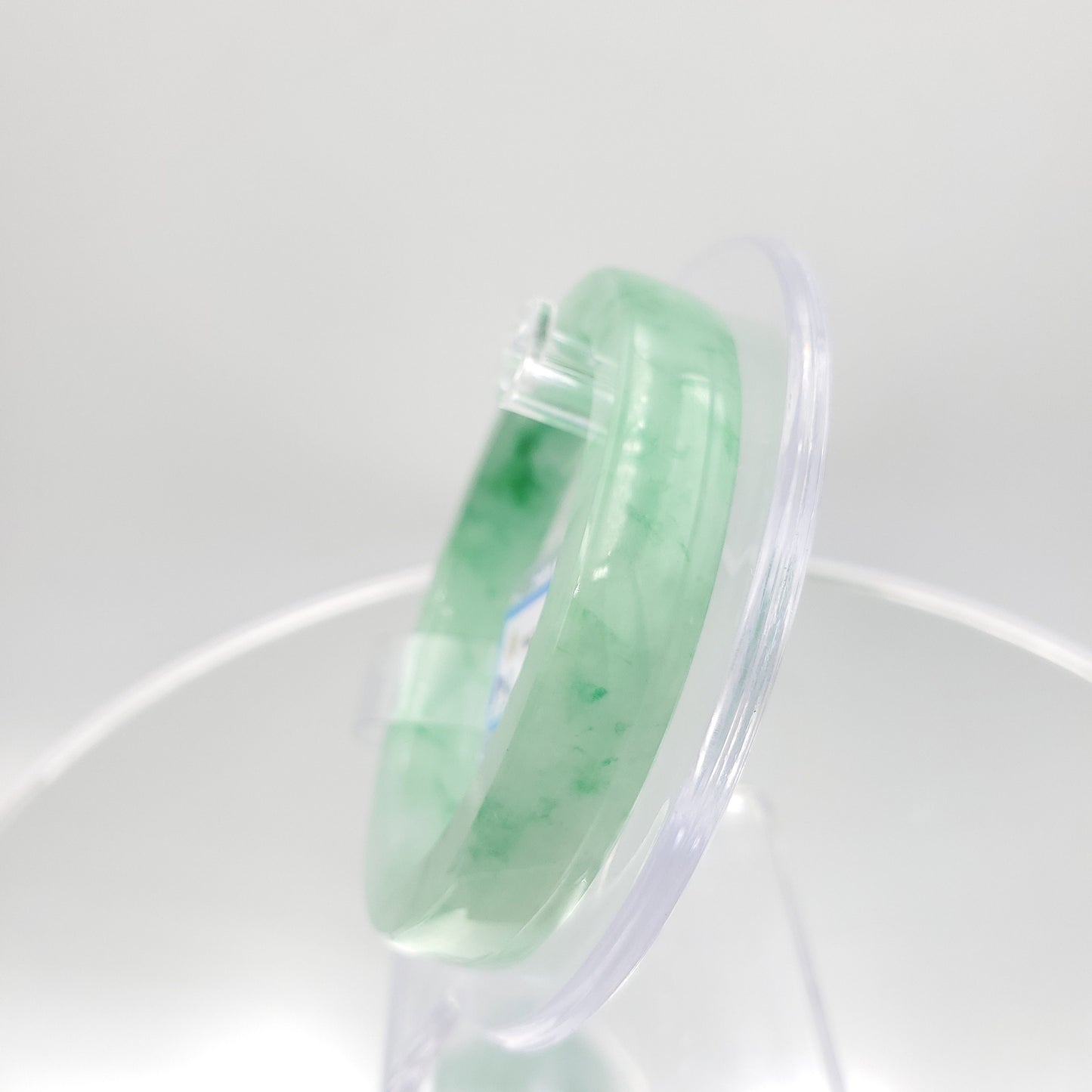 Yingmart 53mm PNJ177750 Certified Natural Flat Light Green Natural Jadeite Jade Bangle Bracelets, Real Gemstone Bracelet, Vintage Jewelry