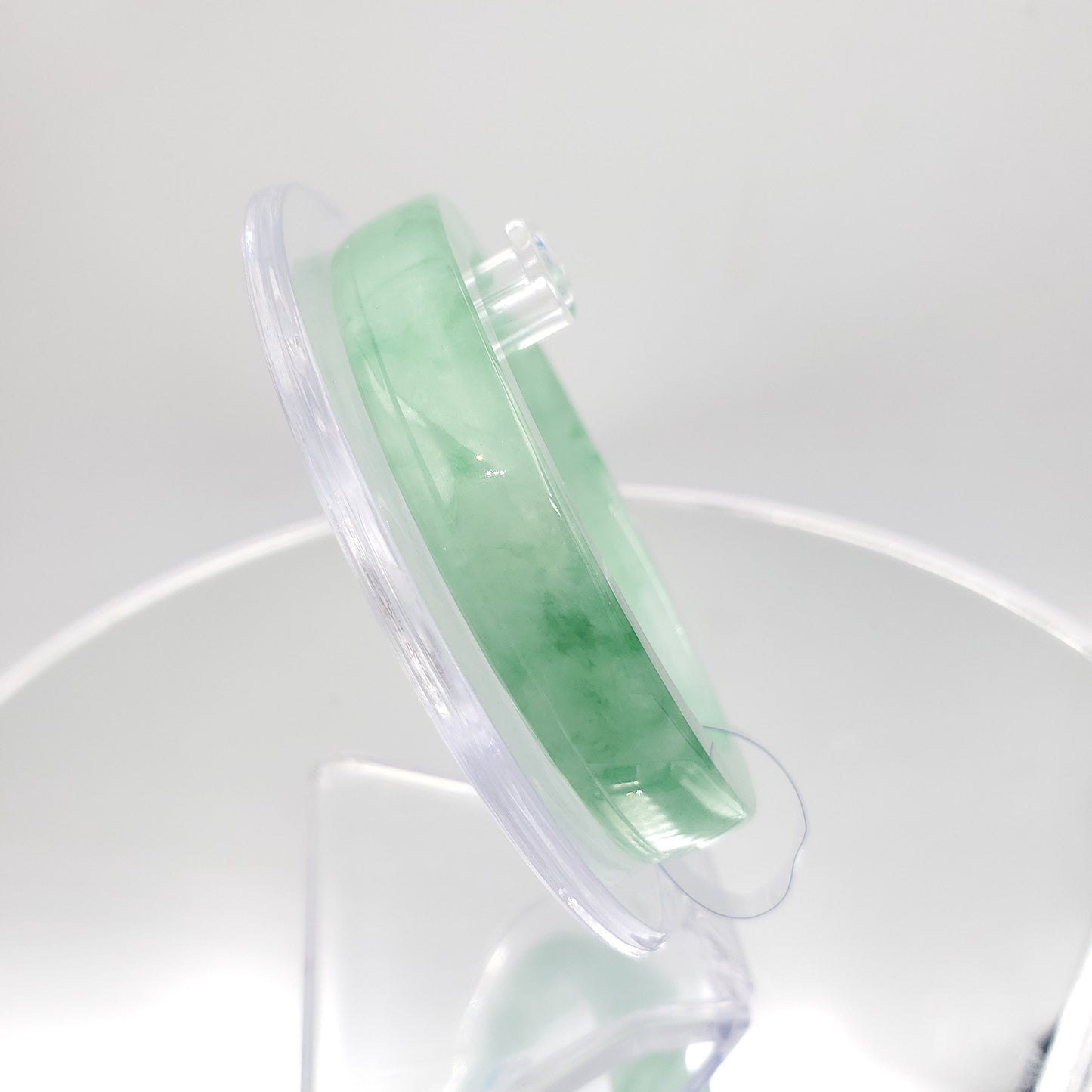 Yingmart 53mm PNJ177750 Certified Natural Flat Light Green Natural Jadeite Jade Bangle Bracelets, Real Gemstone Bracelet, Vintage Jewelry