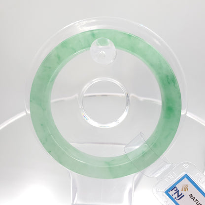 Yingmart 53mm PNJ177750 Certified Natural Flat Light Green Natural Jadeite Jade Bangle Bracelets, Real Gemstone Bracelet, Vintage Jewelry