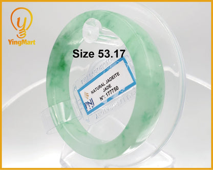 Yingmart 53mm PNJ177750 Certified Natural Flat Light Green Natural Jadeite Jade Bangle Bracelets, Real Gemstone Bracelet, Vintage Jewelry