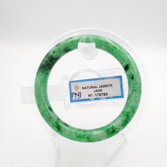 Yingmart 52mm PNJ176760 Certified Natural Color Green Natural Jadeite Jade Bangle Bracelet, Real Gemstone, Vintage Jewelry, Gift for her