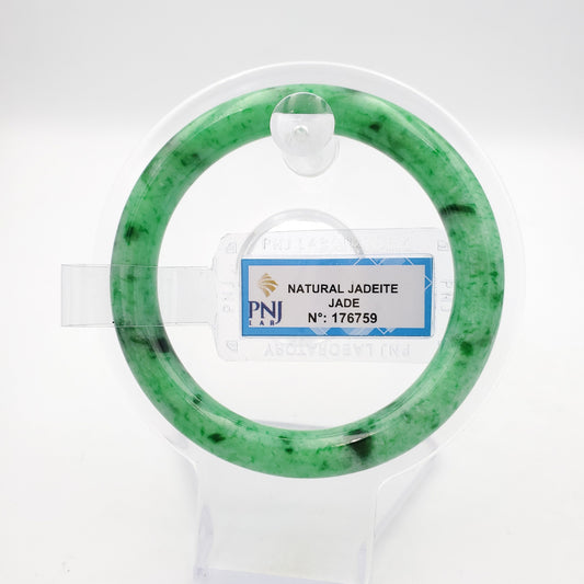 Yingmart 53mm PNJ176759 Certified Natural Color Green Natural Jadeite Jade Bangle Bracelet, Real Gemstone, Vintage Jewelry, Gift for her