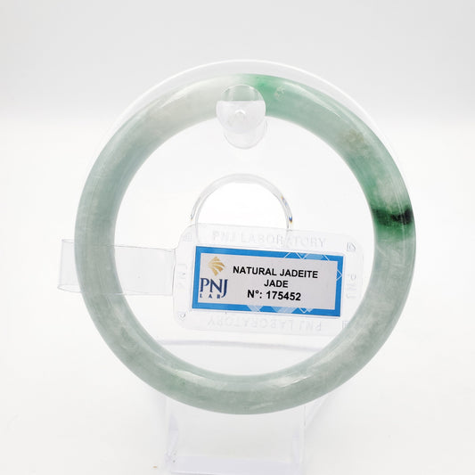 Yingmart 60mm PNJ Certified Natural Color Green Natural Jadeite Jade Bangle Bracelet, Real Gemstone, Vintage Jewelry, Gift for her