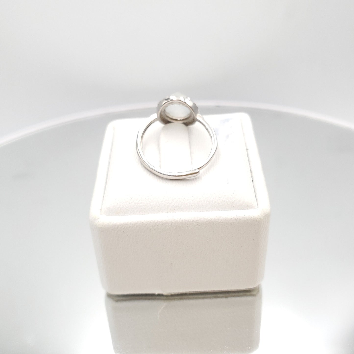 Yingmart Genuine Icy Faced Cut White Burmese Type A Jadeite Jade Gemstone Ring Made With 925 Sterling Silver, CZ side stone,green jade,