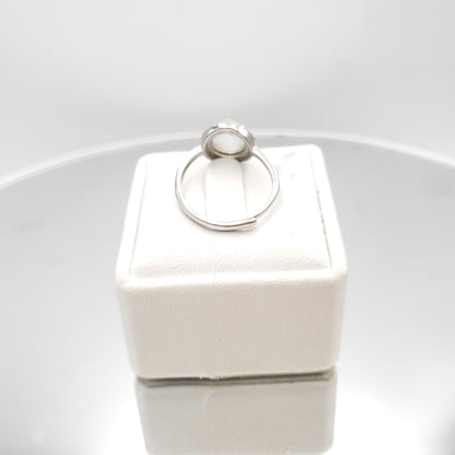 Yingmart Genuine Icy Faced Cut White Burmese Type A Jadeite Jade Gemstone Ring Made With 925 Sterling Silver, CZ side stone,green jade,