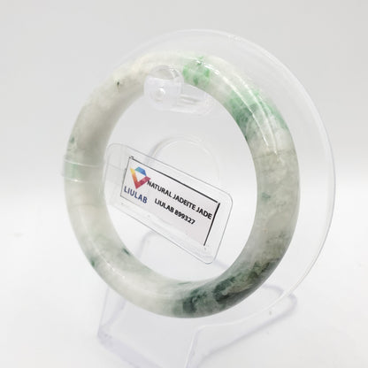 Yingmart 55mm 20BJLG55010 Genuine Burmese Jade A Light Green with Green spot Jaideite Bangle Bracelet, Vintage Jewelry, Accessories