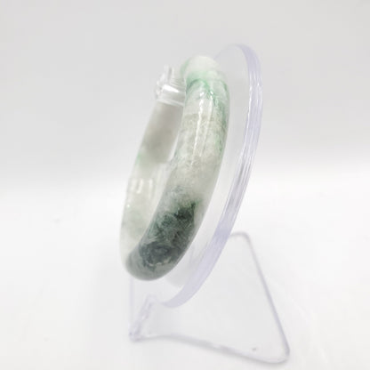 Yingmart 55mm 20BJLG55010 Genuine Burmese Jade A Light Green with Green spot Jaideite Bangle Bracelet, Vintage Jewelry, Accessories