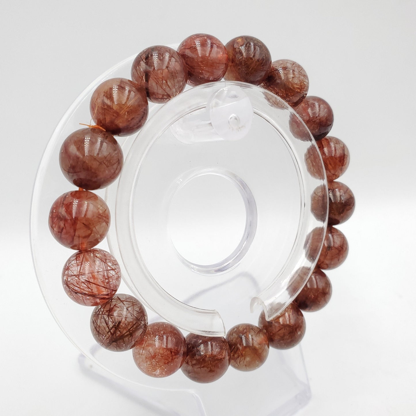 Yingmart 12mm Natural Red Rutilated Quartz Chain/Beaded Bracelet, Real Gemstone, Vintage Jewelry, Accessories, Gift for her Bracelet