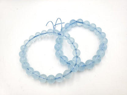 Yingmart 6mm to 13mm Natural Aquamarine Beaded Bracelet,Real Gemstone,Vintage Jewelry, Accessories