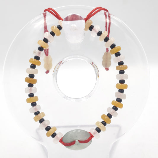 Yingmart Vintage Icy Gray White jade With Custom Lanyard Mixed Yellow, White, Black Jade Bracelet,Accessories,Real Gemstone, Gift for her