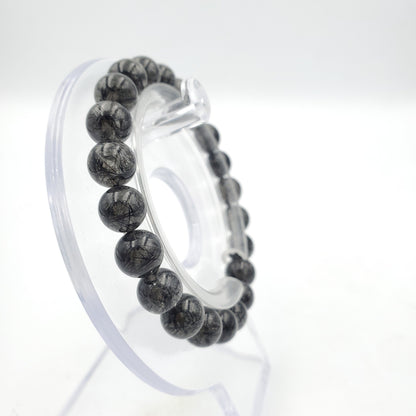 Yingmart Black Rutilated Quartz Chain/Beaded Bracelet, Real Gemstone, Vintage Jewelry, Accessories, Gift for her