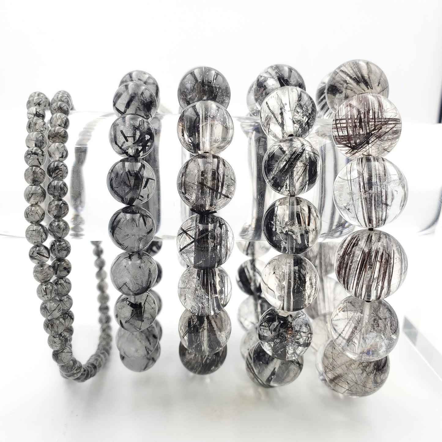 Yingmart Black Rutilated Quartz Chain/Beaded Bracelet, Real Gemstone, Vintage Jewelry, Accessories, Gift for her