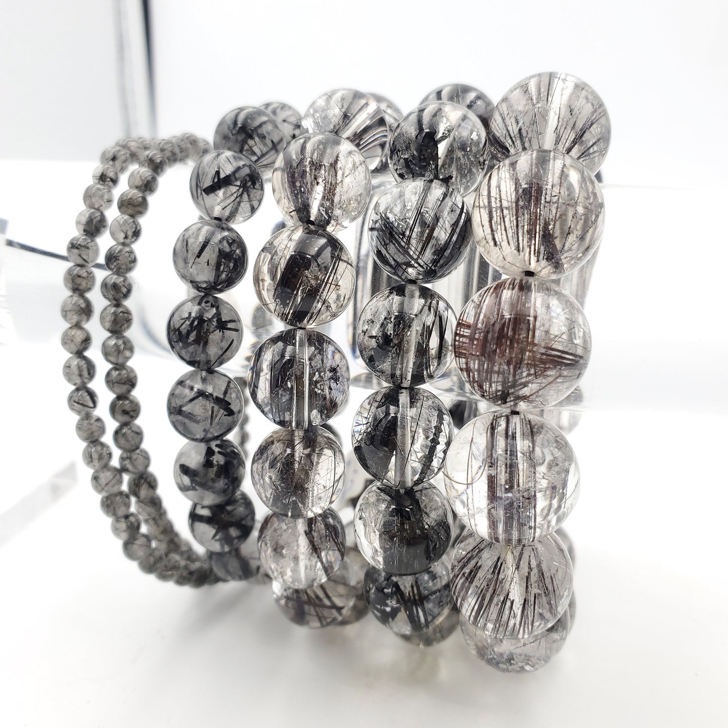 Yingmart Black Rutilated Quartz Chain/Beaded Bracelet, Real Gemstone, Vintage Jewelry, Accessories, Gift for her