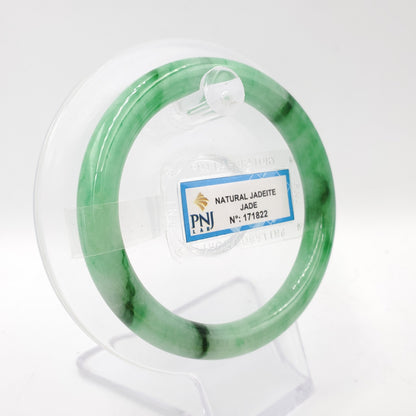 Yingmart 54mm PNJ Certified Genuine Green Natural Jadeite Jade Bangle Bracelet, Real Gemstone, Vintage Jewelry, Accessories