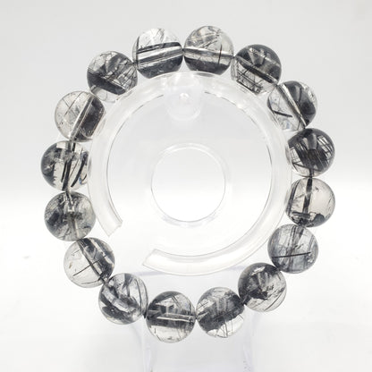 Yingmart Black Rutilated Quartz Chain/Beaded Bracelet, Real Gemstone, Vintage Jewelry, Accessories, Gift for her