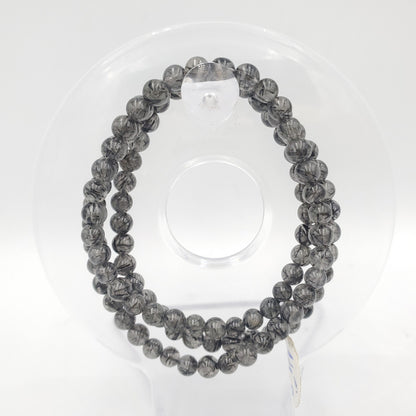 Yingmart Black Rutilated Quartz Chain/Beaded Bracelet, Real Gemstone, Vintage Jewelry, Accessories, Gift for her