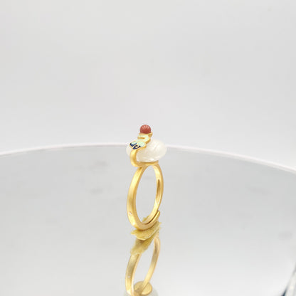 Yingmart RSJ004 Gold Plated Silver Cloud Marble Ring,gemstone, jewelrydesigner,green jade, gemstone lover, gemstone jewellery