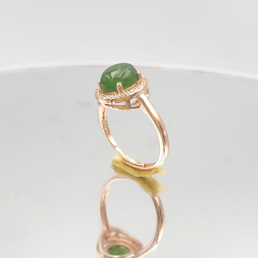 Yingmart Gold Plated Silver 18K Jade Ring,gemstone, jewelrydesigner,green jade, gemstone lover, gemstone jewellery