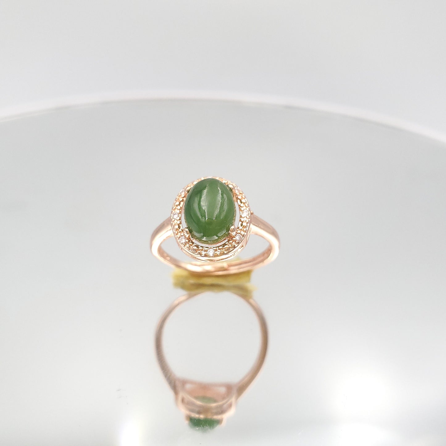 Yingmart Gold Plated Silver 18K Jade Ring,gemstone, jewelrydesigner,green jade, gemstone lover, gemstone jewellery