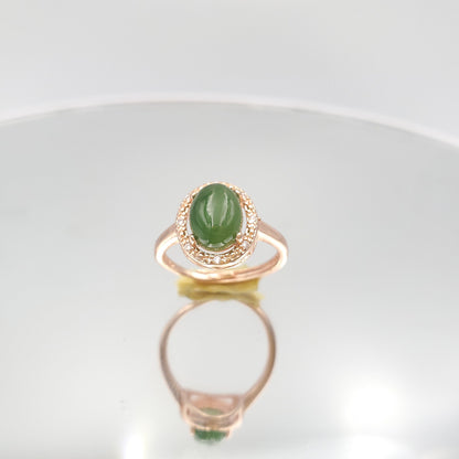 Yingmart Gold Plated Silver 18K Jade Ring,gemstone, jewelrydesigner,green jade, gemstone lover, gemstone jewellery