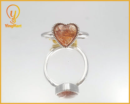 Yingmart Strawberry Quartz Heart Silver Ring,gemstone, jewelrydesigner,green jade, gemstone lover, gemstone jewellery