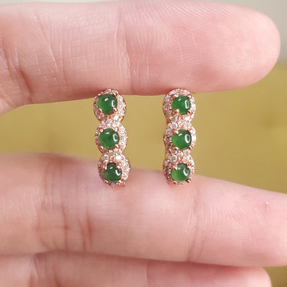 Yingmart Certified Genuine Icy Green Burmese Type A Jadeite Jade Gemstone Earrings Made With 925 Sterling Silver earrings, Gift for Women