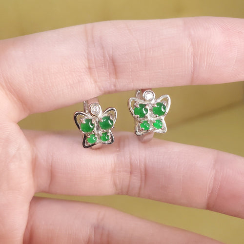 Yingmart Certified Genuine Icy Green Burmese Type A Jadeite Jade Gemstone Earrings Made With 925 Sterling Silver earrings, Gift for Women