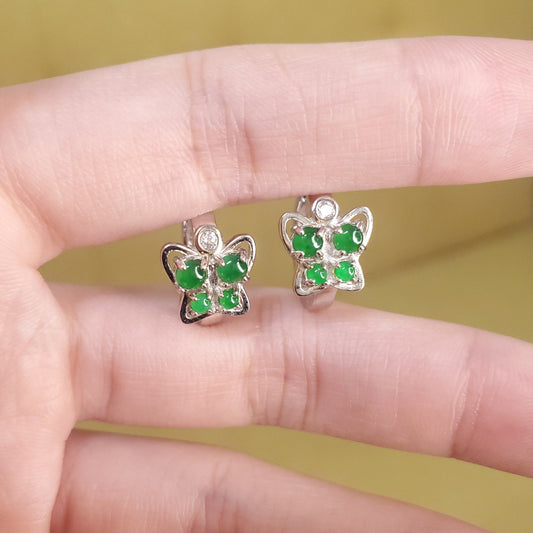 Yingmart Certified Genuine Icy Green Burmese Type A Jadeite Jade Gemstone Earrings Made With 925 Sterling Silver earrings, Gift for Women