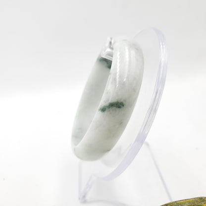 Yingmart 56mm 22BJWG56005 JA Genuine Burmese Jade A Light with Green spot Jaideite Bangle Bracelet, Vintage Jewelry, Accessories