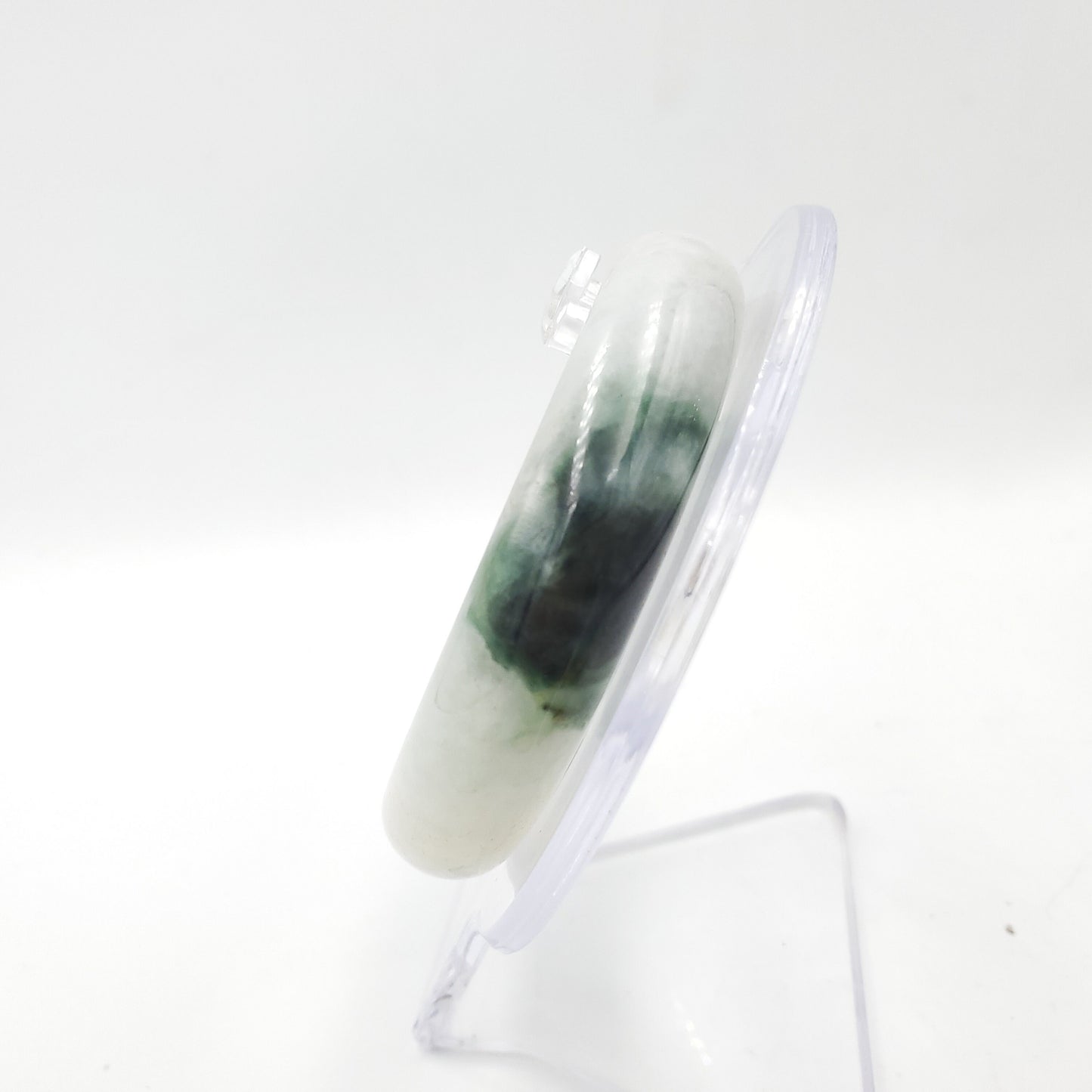 Yingmart 54mm 72BJGB54001 Genuine Burmese Jade A Light Green with Black spot Jaideite Bangle Bracelet, Vintage Jewelry, Accessories